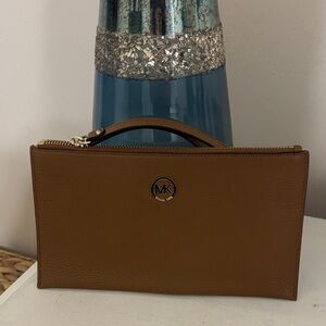 Michael Kors Brown Leather Wristlet